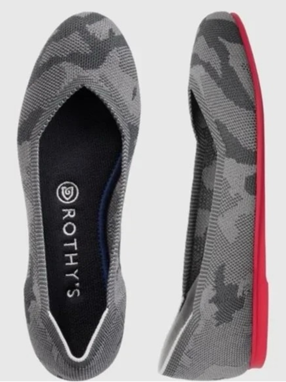 Rothy’s Retired Round Toe Grey Camo Flats Size 6.5